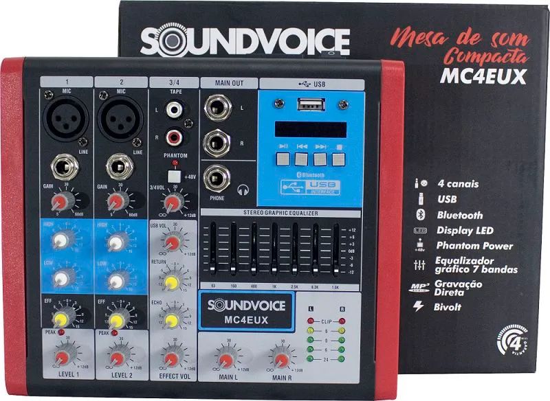 Mesa de Som Compacta Soundvoice MC4 EUX - Foto 2