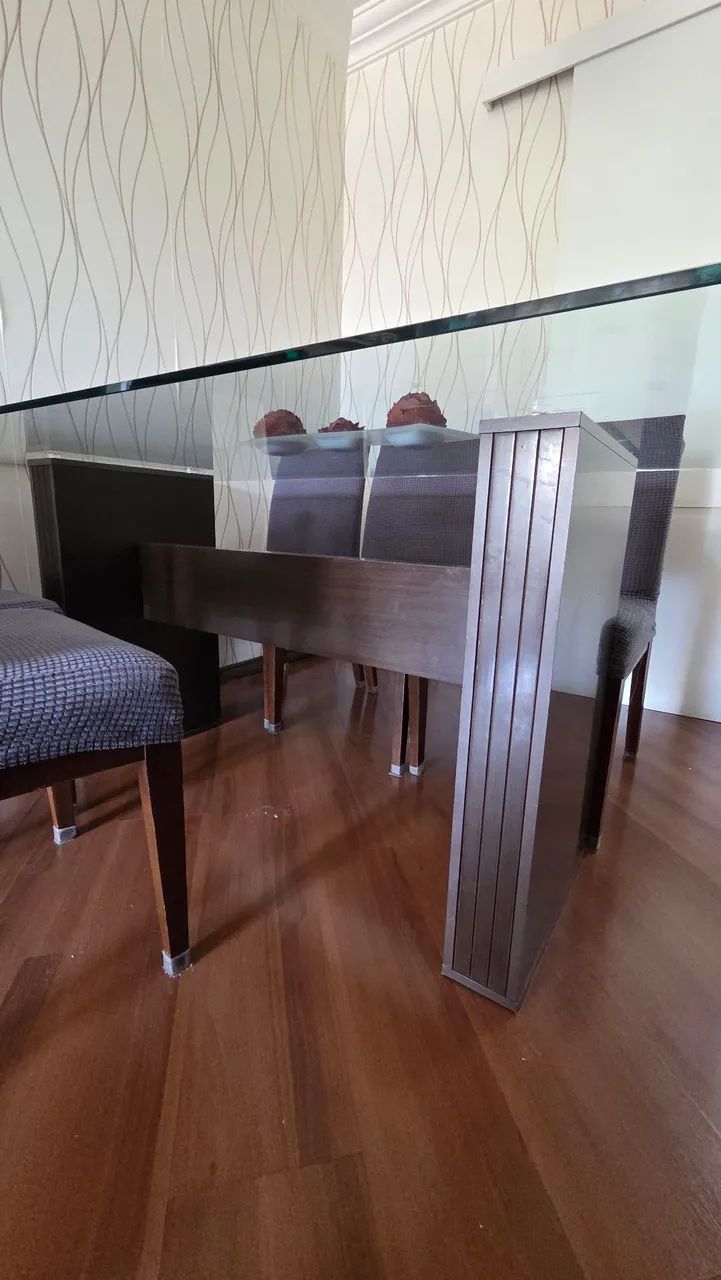 Mesa de Jantar tampo de vidro 180cm com 6 cadeiras - Foto 3