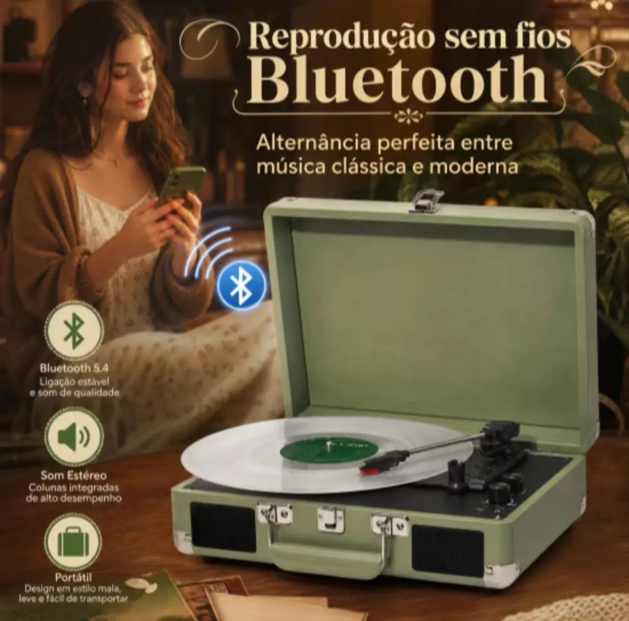 Toca vinil maleta retro - Foto 4