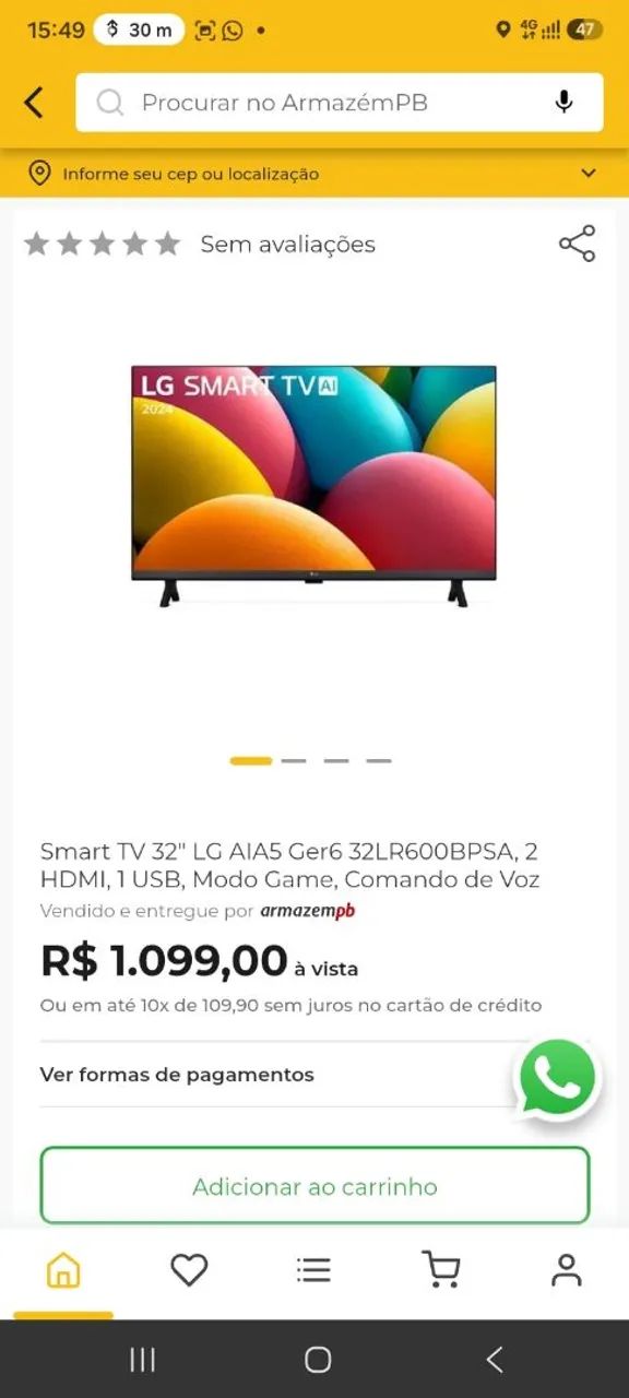 Tv LG 32 polegadas 30 dias comprada R$ 900,00 - Foto 4