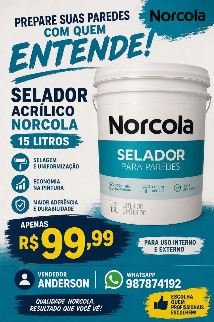 Selador norcola 15 litros R$99,99
