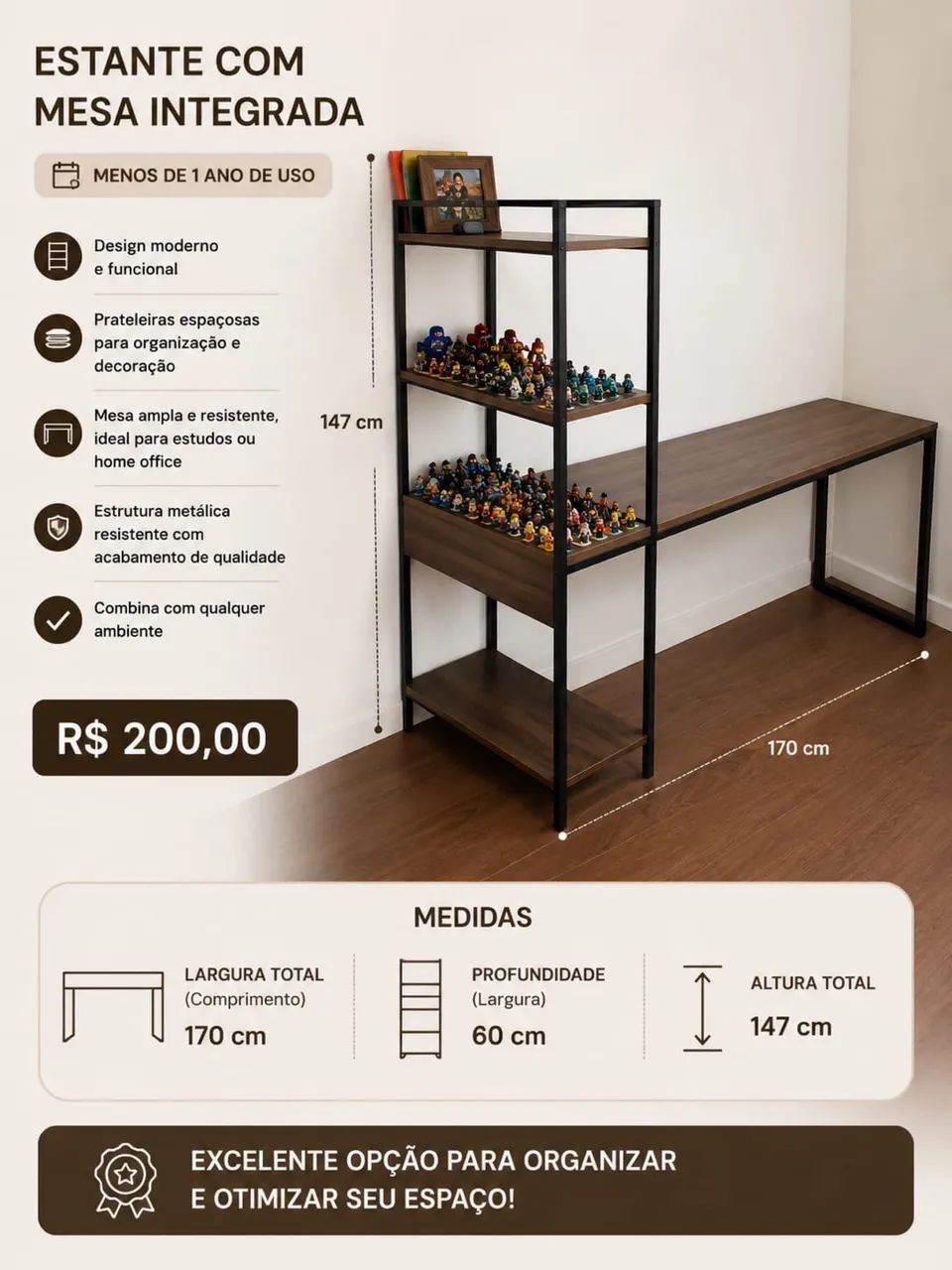 Vendo estante com mesa integrada