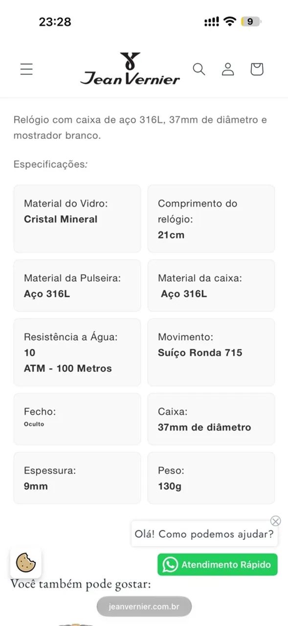 Relógio Jean vernier mov suíço  - Foto 2