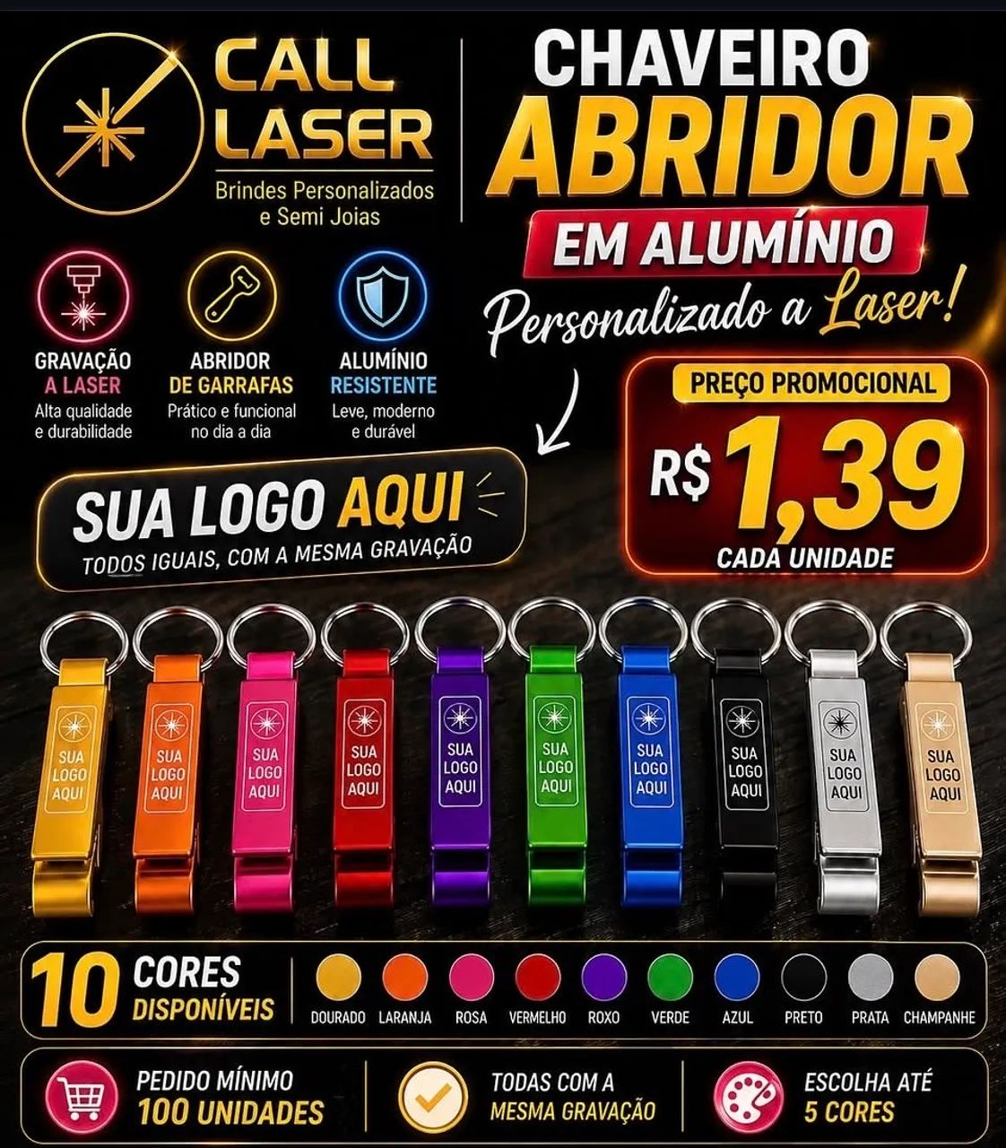 Chaveiro abridor personalizado 