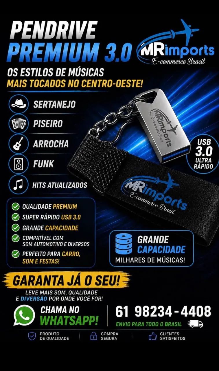 Pendrive Premium 3.0 com + 80 pastas de músicas grátis  - Foto 2