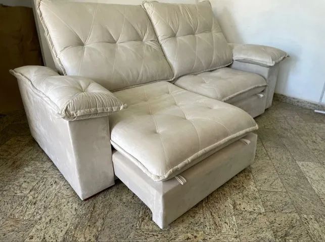 Sofá Retrátil Reclinável Florença 2,90 Bege - Foto 2