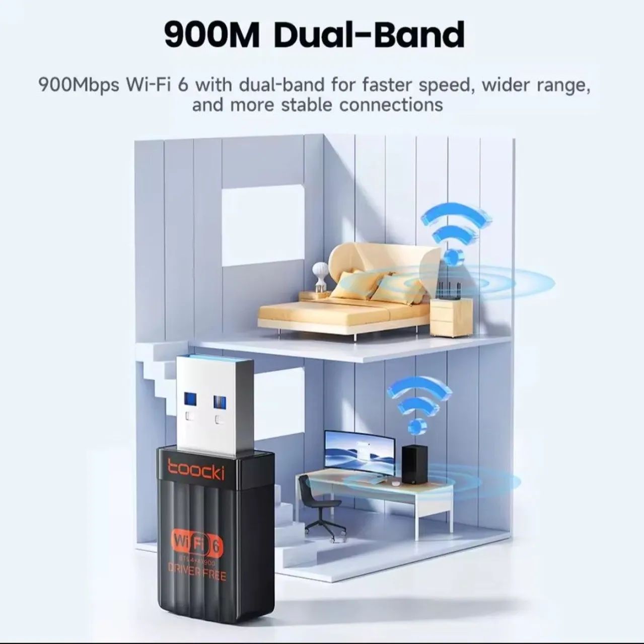 Adaptador USB Wi-fi e Bluetooth 900m Dual-Band - Foto 2