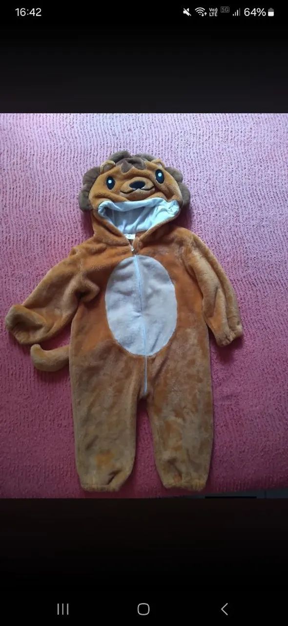 Macacao infantil pijama. 24 meses, leão 86 a 92 cm.
