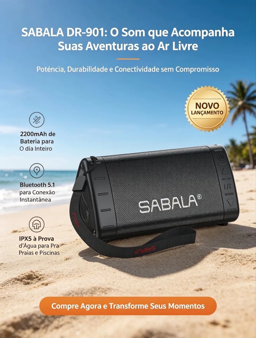 Caixa de Som Bluetooth SABALA