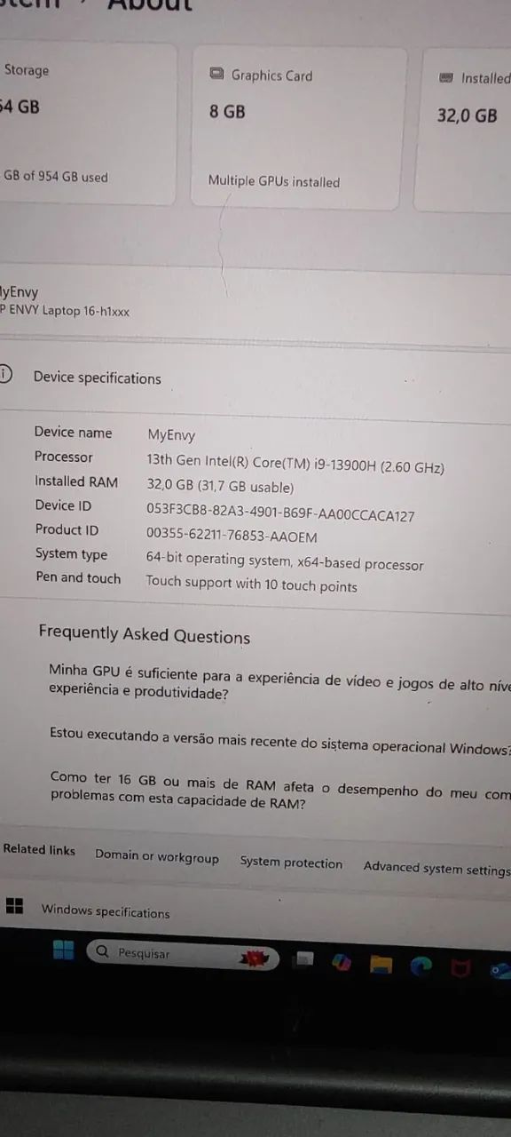 Notebook Hp Envy 16'' - Silver Com Tela Touch - Foto 3