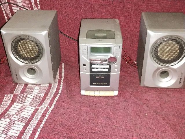 Microsystem Philips c/ Caixas e Controle (veja descrição)