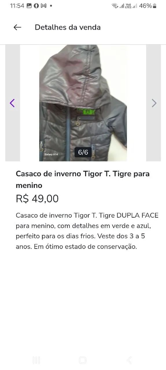 Jaqueta Tigor T Tigre , DUPLA FACE