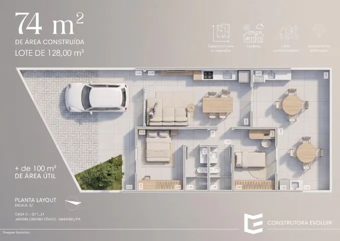 Casa a venda Jardim Centro Cívico com 74 m2 - Foto 2