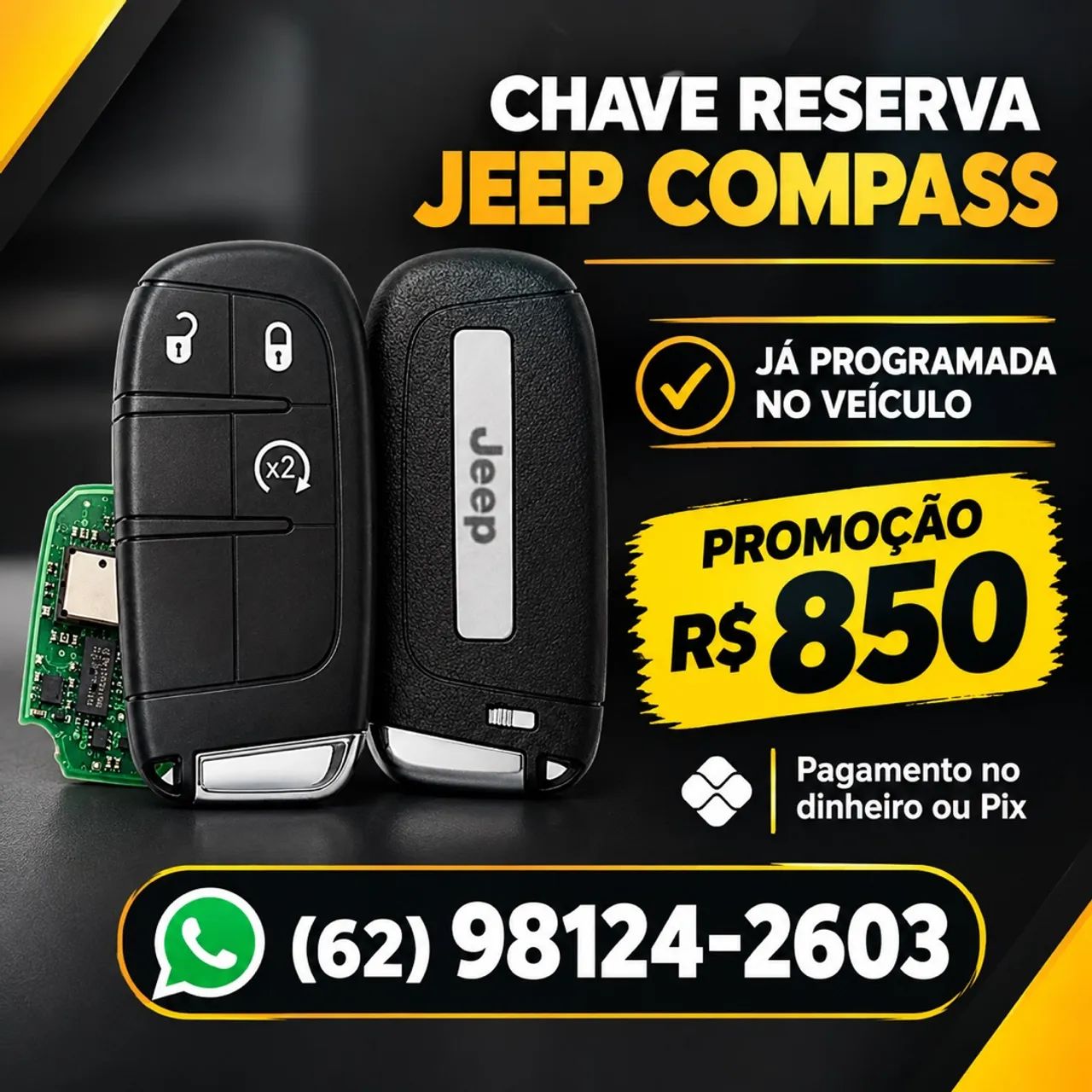 Chave Reserva Jeep Compass Já Programada Promoção 
