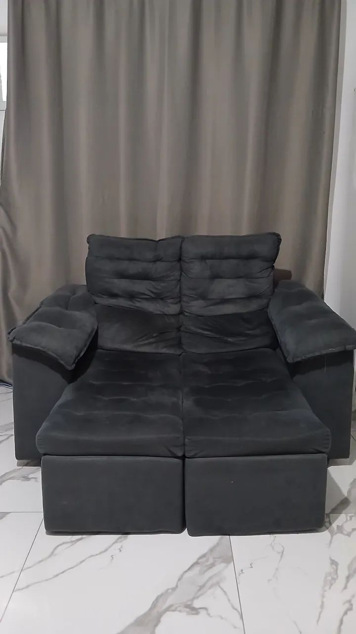 SOFÁ RETRÁTIL 2 LUGARES CINZA 