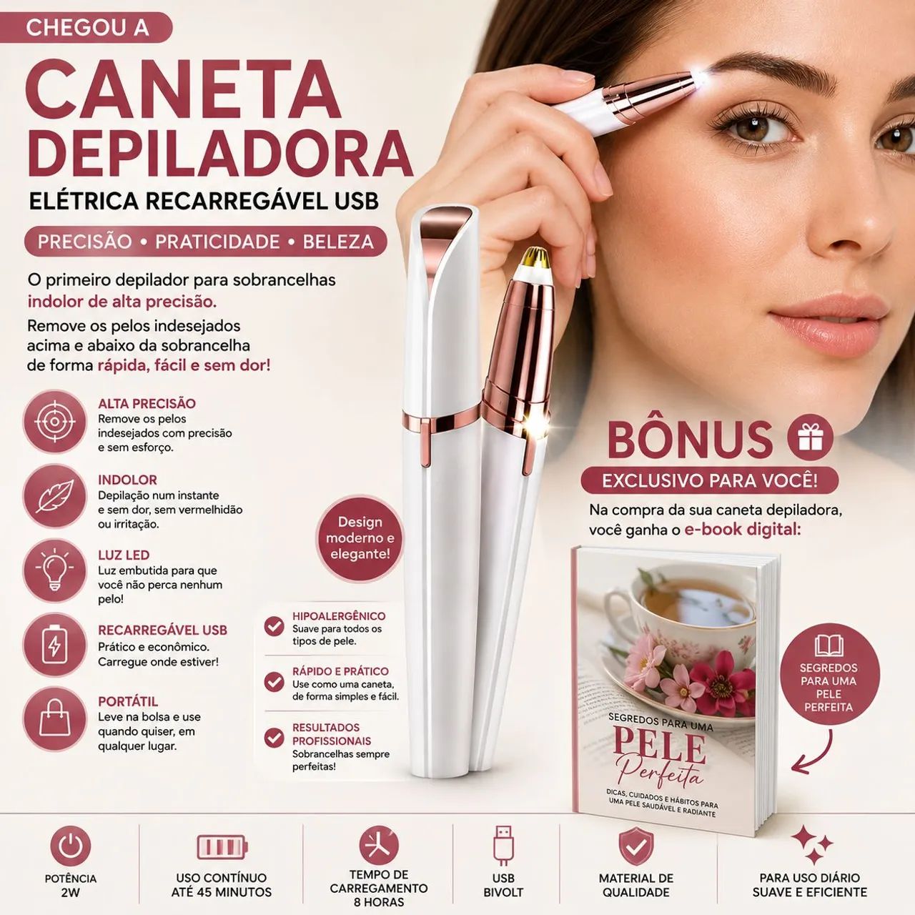 Caneta depiladora para sombrancelha 