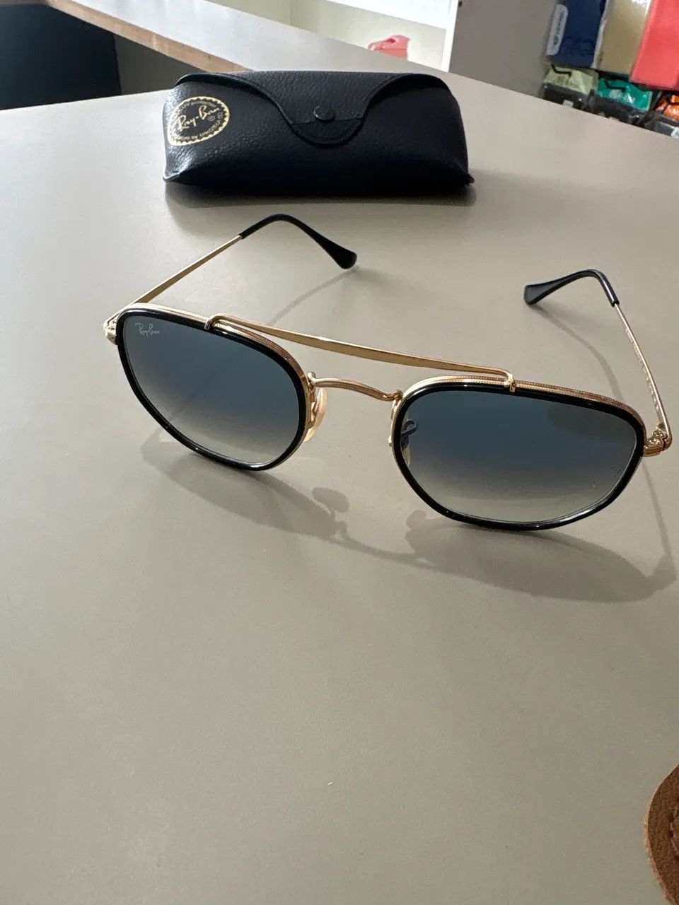 Óculos RayBan Hexagonal Dourado - Original 