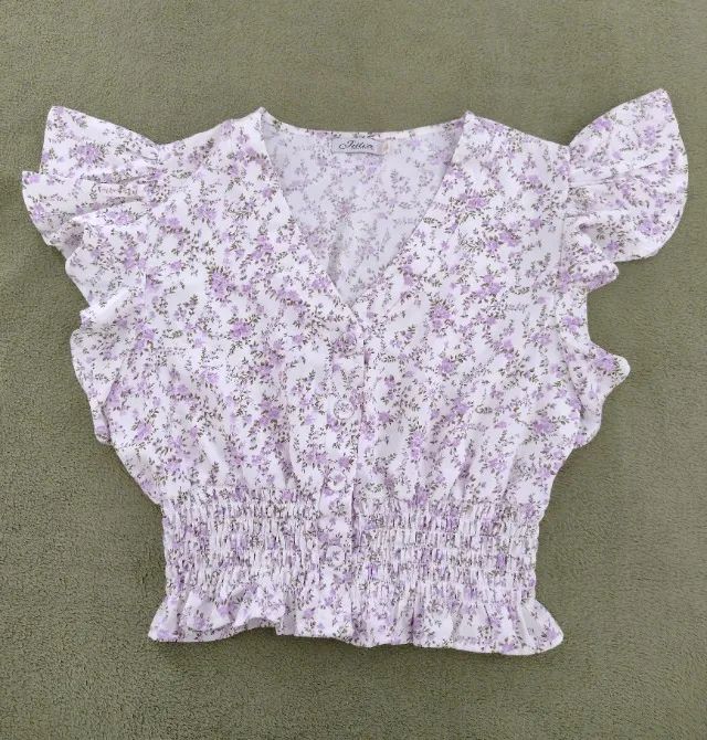 Blusa Cropped Floral Branca - Foto 2