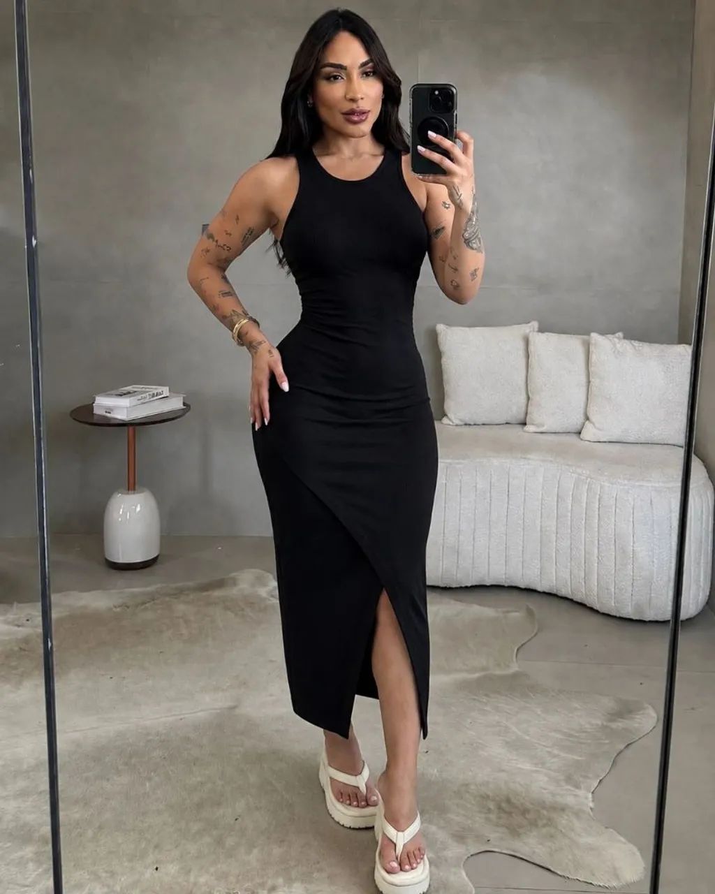 Vestido Midi Ribanna Algodão Premium 