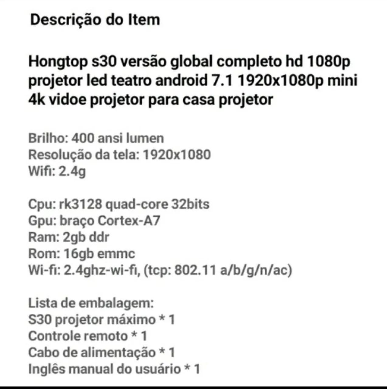 Projetor Hang top s30 - Foto 2