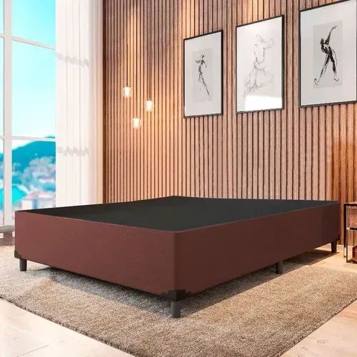 Base Casal Prime Suede Marrom 