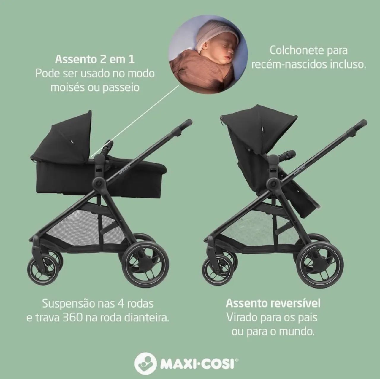 Carrinho de bebê+ bebê conforto Maxi Cosi - Foto 3