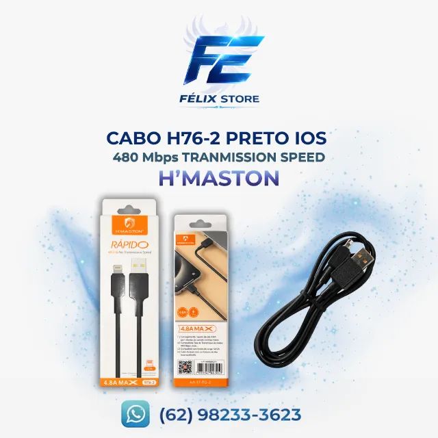 Cabo iPhone Lightning Reforçado 4.8A - Carrega Muito Rápido