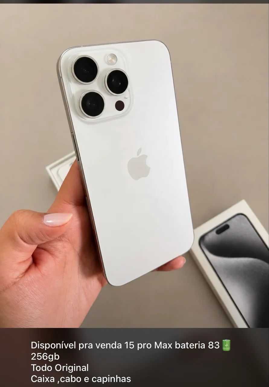 iPhone 15 pro Max branco 256gb bateria 83% - Foto 3