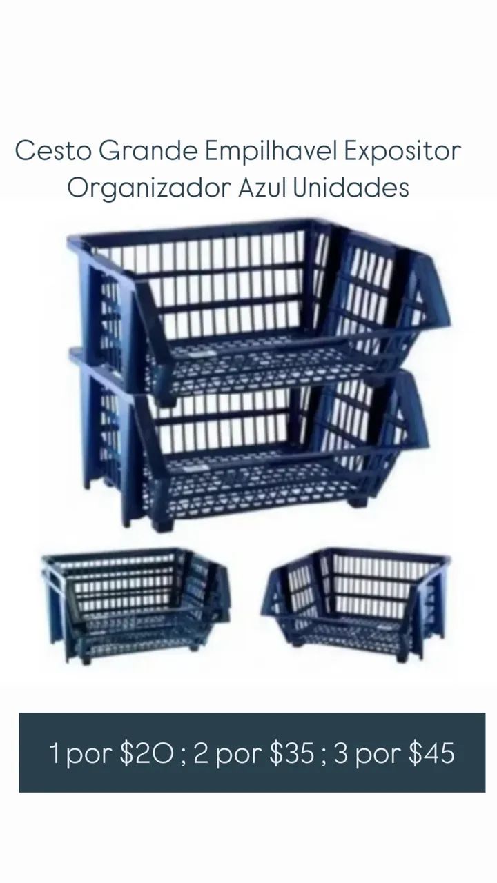 Large Stackable Basket Display Organizer Blue Units