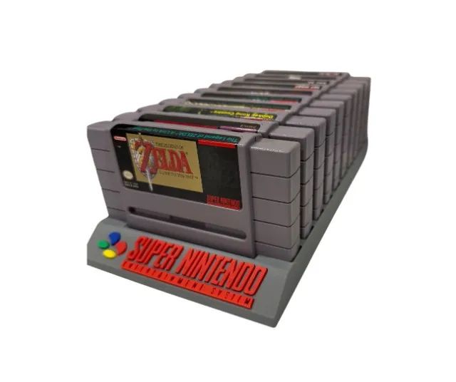 Porta Cartucho para Super Nintendo SNES com 10 Espaços Organizador Expositor
