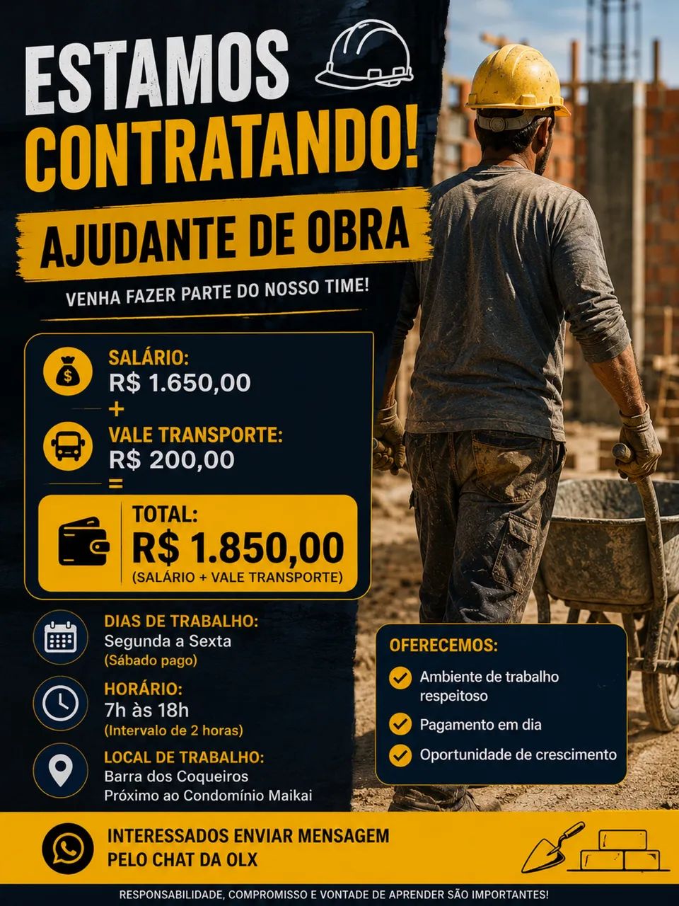 VAGA: AJUDANTE DE OBRA