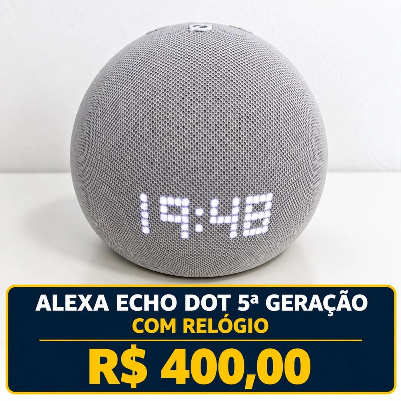 Alexa Amazon Echo Dot (5ª Geração) com Relógio.