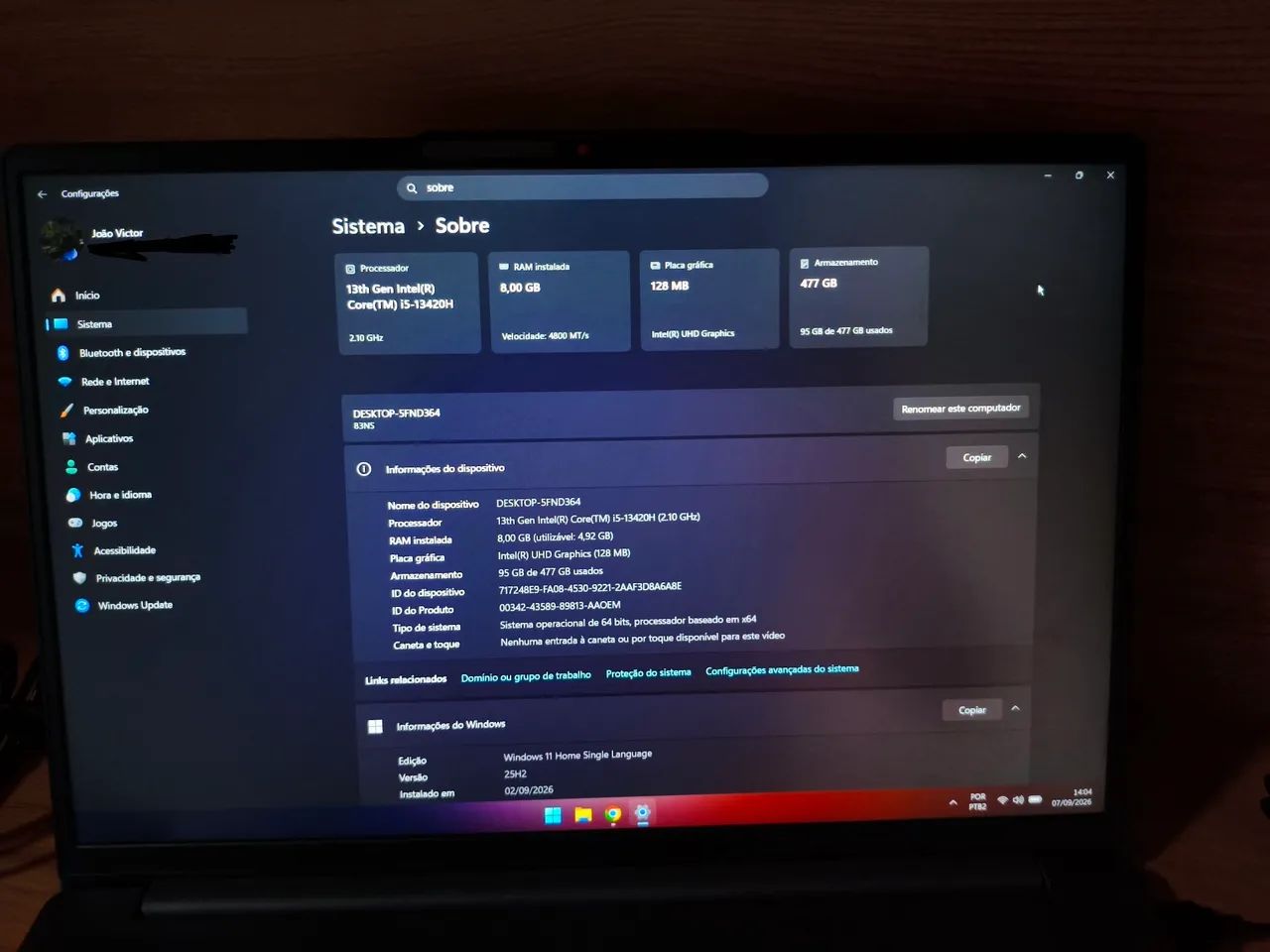 Notebook Lenovo Slim 3 i5 - 512Gb e 8 ram - Foto 5