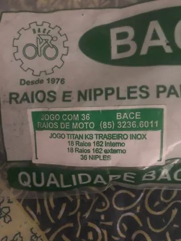JÓGO DE RAIO BACE INOX TRASEIRO E DIANTEIRO FREIO A TAMBOR