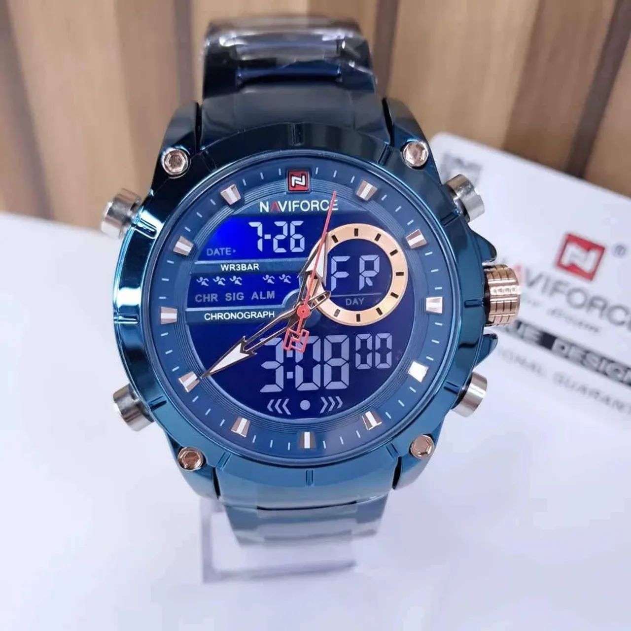 Relógio Naviforce Luxo /militar/Aço Inox /100% Funcional/Fundo LED/original/Prova Dágua 