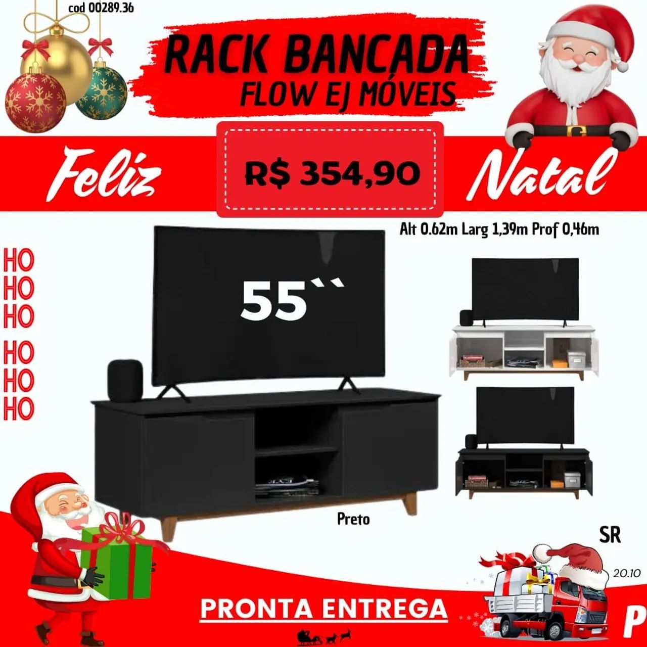 Rack Bancada 55'' Flow Ej Móveis