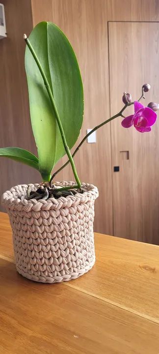 Cachepot fio de malha cinza novo 12 cm de altura  - Foto 2