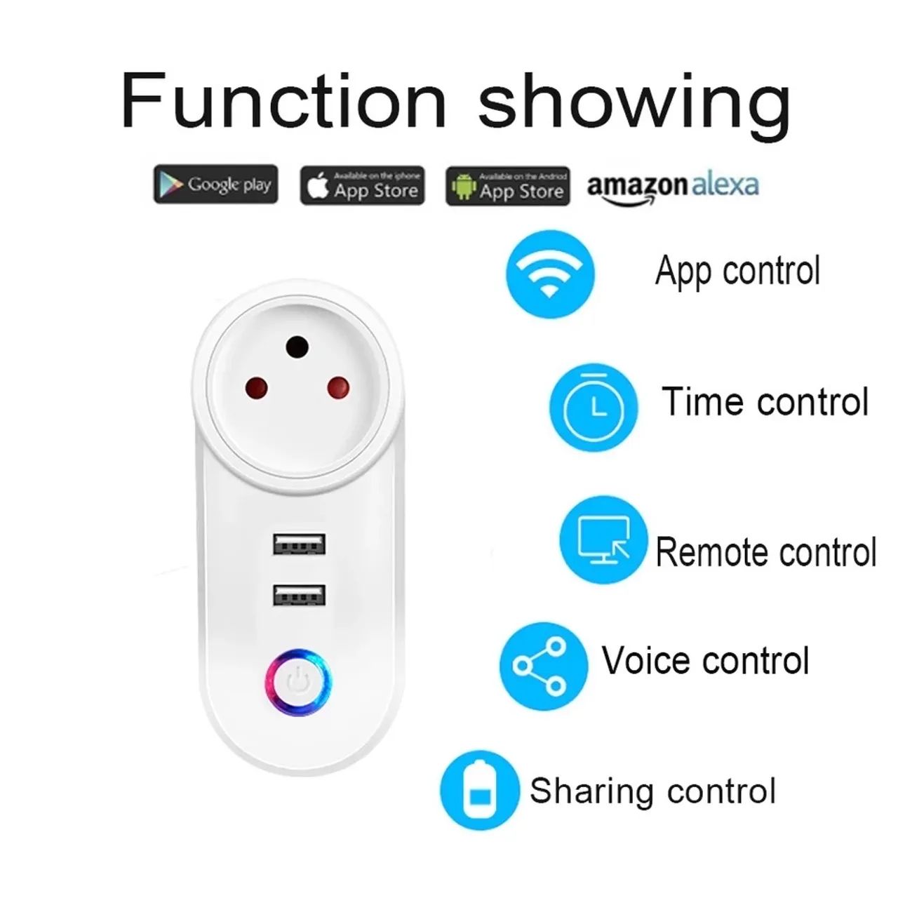 Tomada Inteligente Wi-fi com carregamento USB - Compatível com Alexa e Google Home - Foto 2