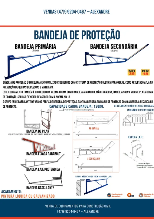 Bandejas de Proteção - Bandejas Primária e Bandejas Secundária