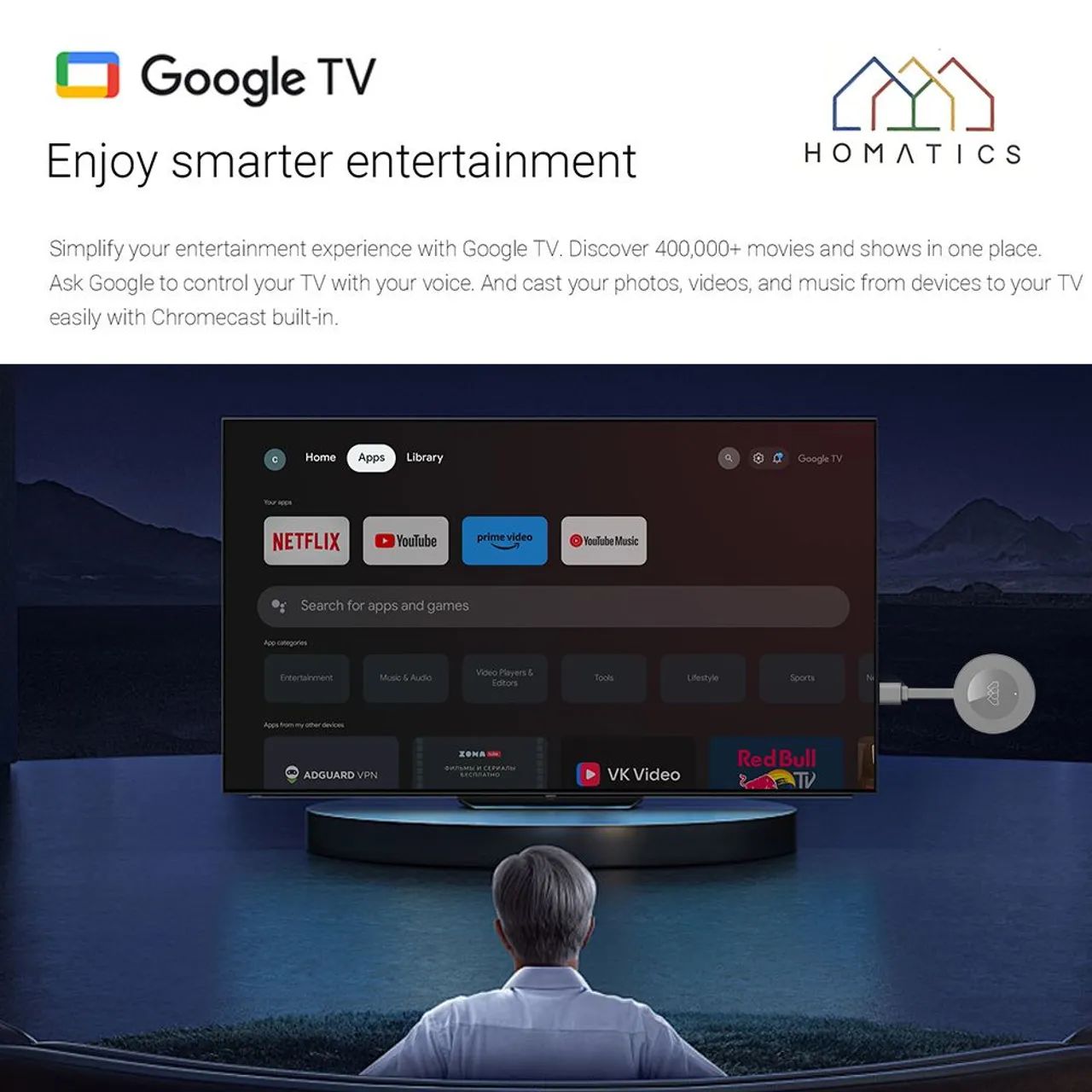 Homatics Chromecast Google TV Integrado 32gb 4k - Foto 3