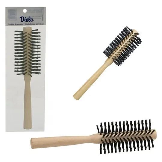 Escova De Cabelo Redonda Madeira 20cm 173206