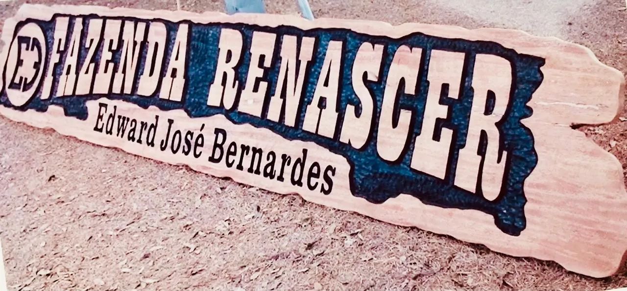 Placa Rústica entalhada em madeira