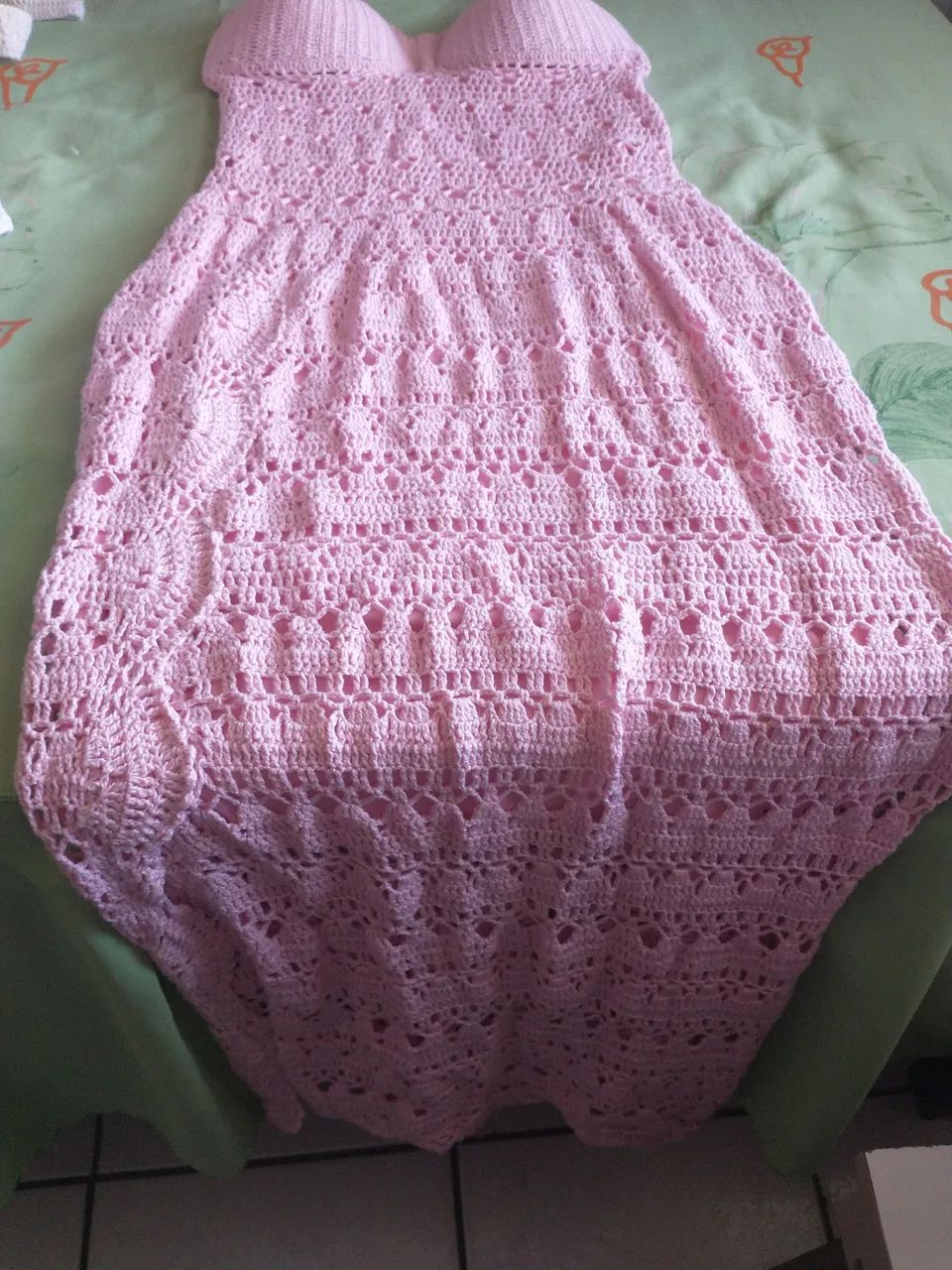 Kit Vestidos de crochê rosa e branco  - Foto 6