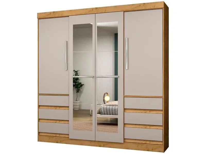 Guarda-Roupa com Espelho e 3 Gavetas