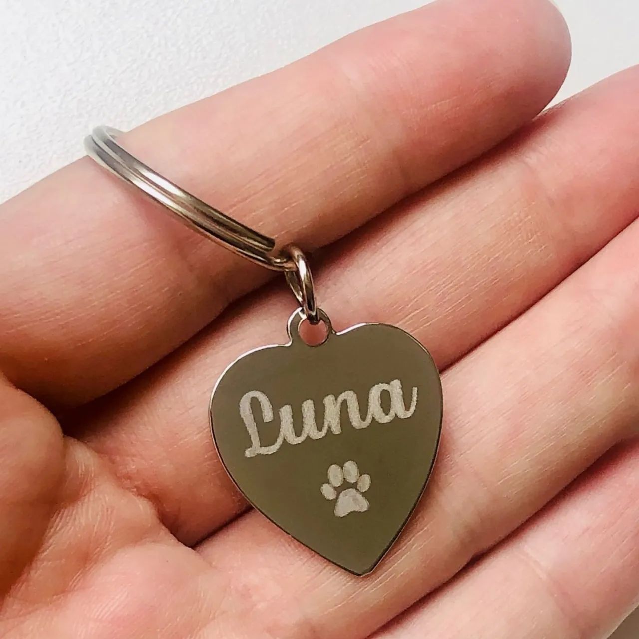 Pingente Coração para Cachorro ou Gato com Nome e Telefone