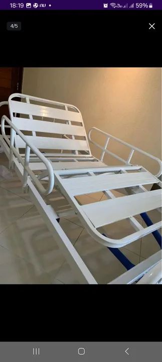Cama hospitalar manual com colchão  - Foto 3
