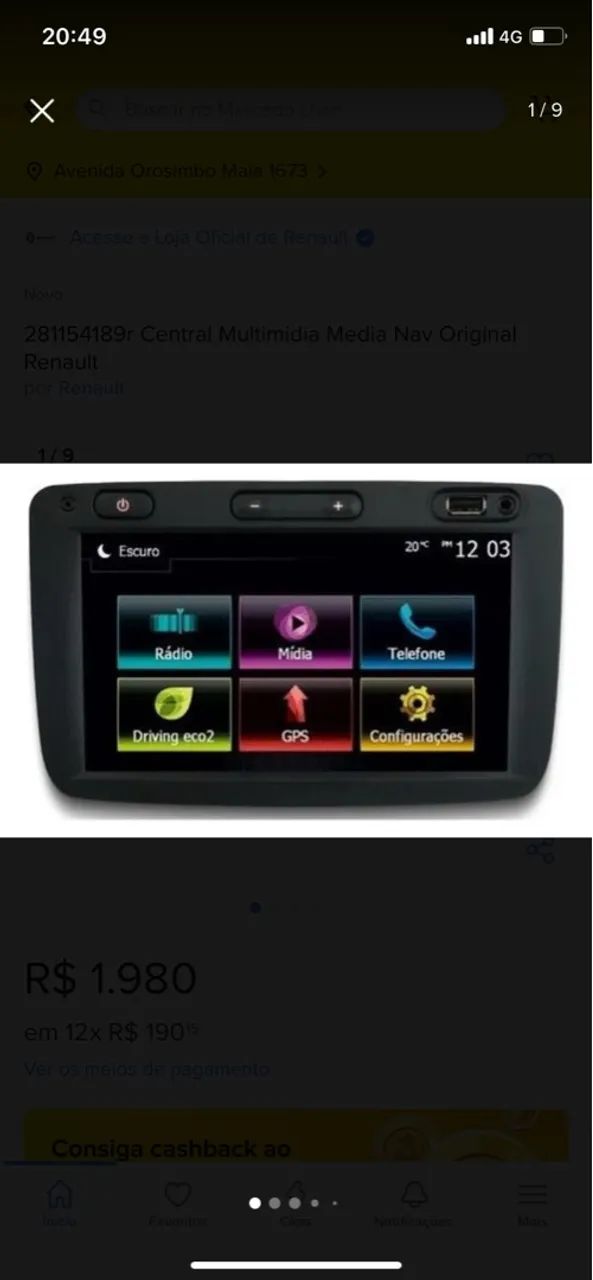 Central Multimídia Media Nav Original Renault