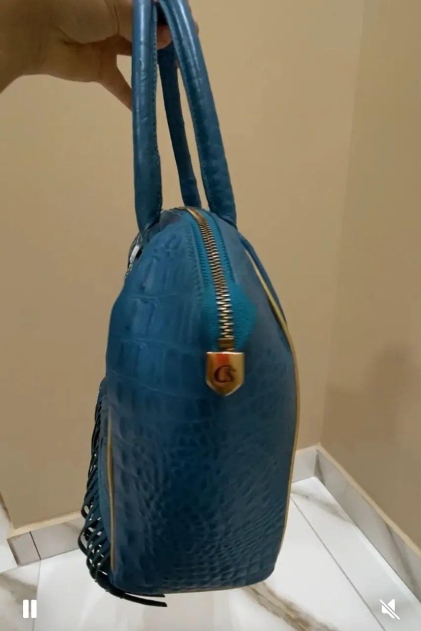Bolsa Azul Carmen Steffens Franjas 