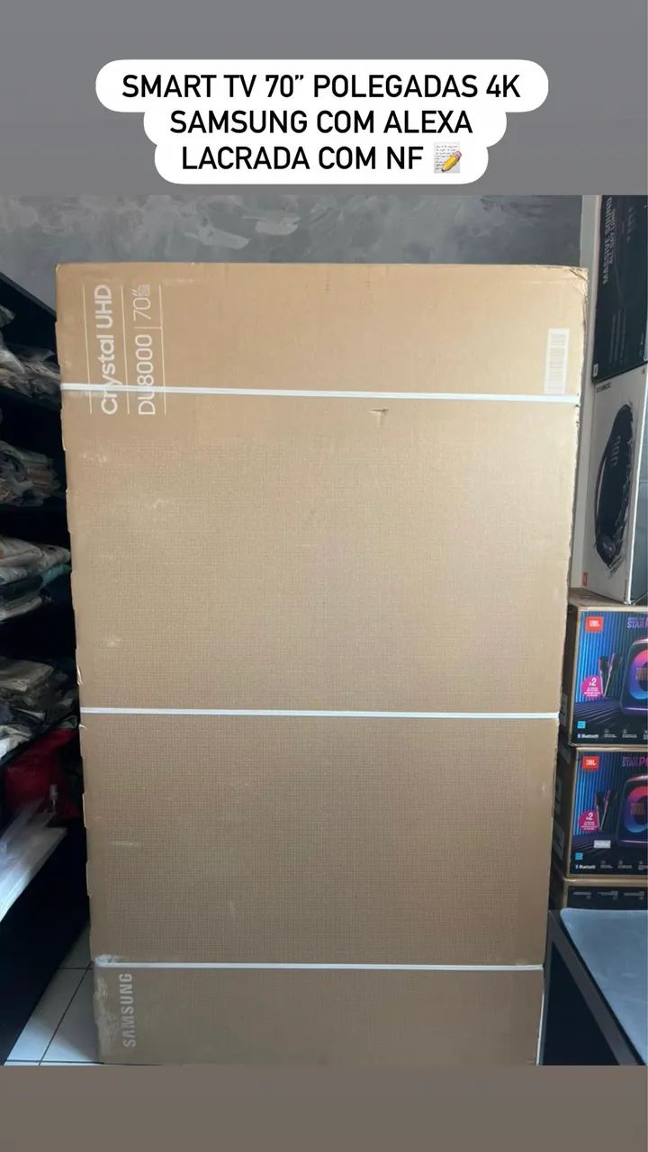 Smart TV 70 Polegadas 4K Samsung com Alexa Lacrada com NF 