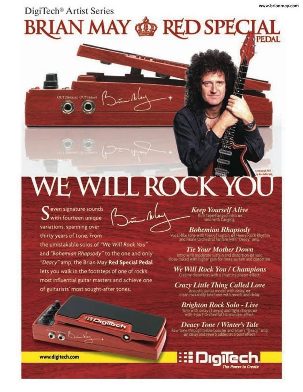 ギター DigiTech Brian May Red Special DigiTech BRIAN MAY RED SPECIAL PEDAL】7つのBRIAN MAYサウンドが